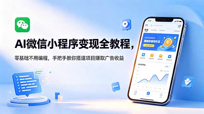 （18773期）AI微信小程序变现全教程，零基础不用编程，手把手教你搭建项目赚取广告收益-九节课