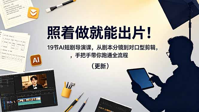 （18694期）照着做就能出片！19节AI短剧导演课，从剧本分镜到对口型剪辑，手把手带你跑通全流程（更新）-九节课