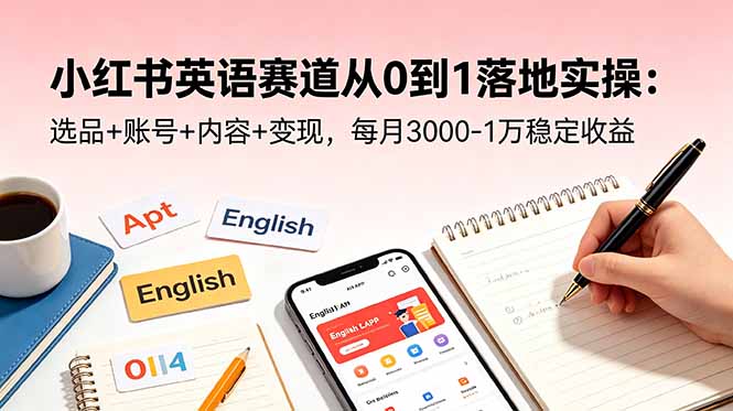 （18771期）小红书英语赛道从0到1落地实操：选品+账号+内容+变现，每月3000-1万稳定收益-九节课