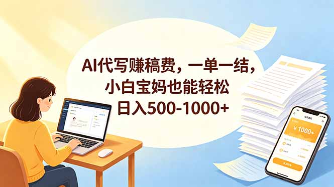 （18772期）AI代写赚稿费，一单一结，小白宝妈也能轻松日入500-1000+-九节课