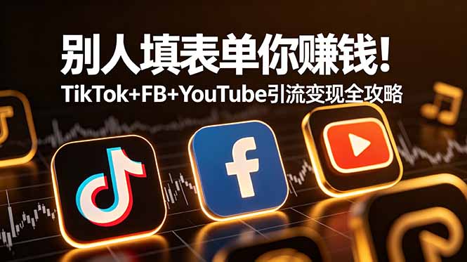 （19018期）别人填表单你赚钱！TikTok+FB+YouTube 引流变现全攻略【原创双语字幕】-九节课