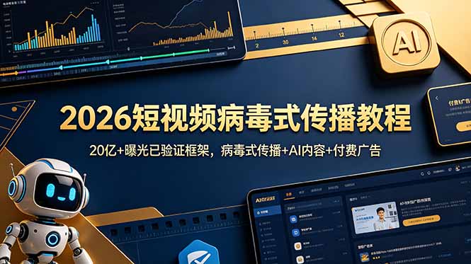 （18986期）2026短视频病毒式传播教程：20亿+曝光已验证框架，病毒式传播+AI内容+付费广告-九节课