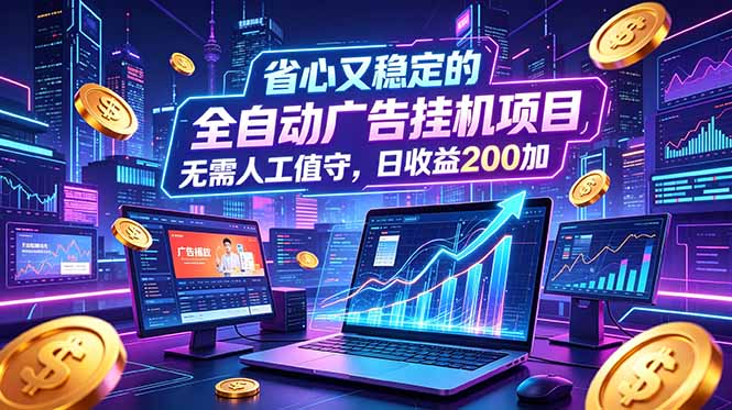 （18899期）全自动广告挂机项目，全程无需人工值守。稳定创收每日收益200+-九节课