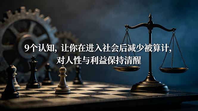 （19042期）付费文章：9个认知，让你在进入社会后减少被算计，对人性与利益保持清醒-九节课