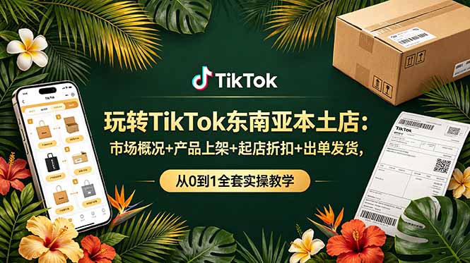 （19045期）玩转TikTok东南亚本土店：市场概况+产品上架+起店折扣+出单发货，从0到1全套实操教学-九节课