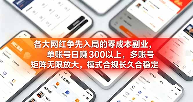 (19092期)各大网红争先入局的零成本副业,单账号日赚 300 以上,多号矩阵可放大,模式合规长久稳定!-九节课