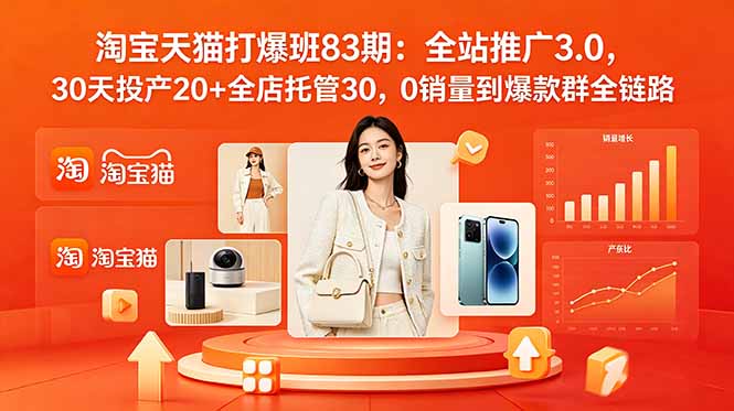 （18920期）2026淘宝天猫打爆班83期：全站推广3.0，30天投产20+全店托管30，0销量到爆款群全链路-九节课