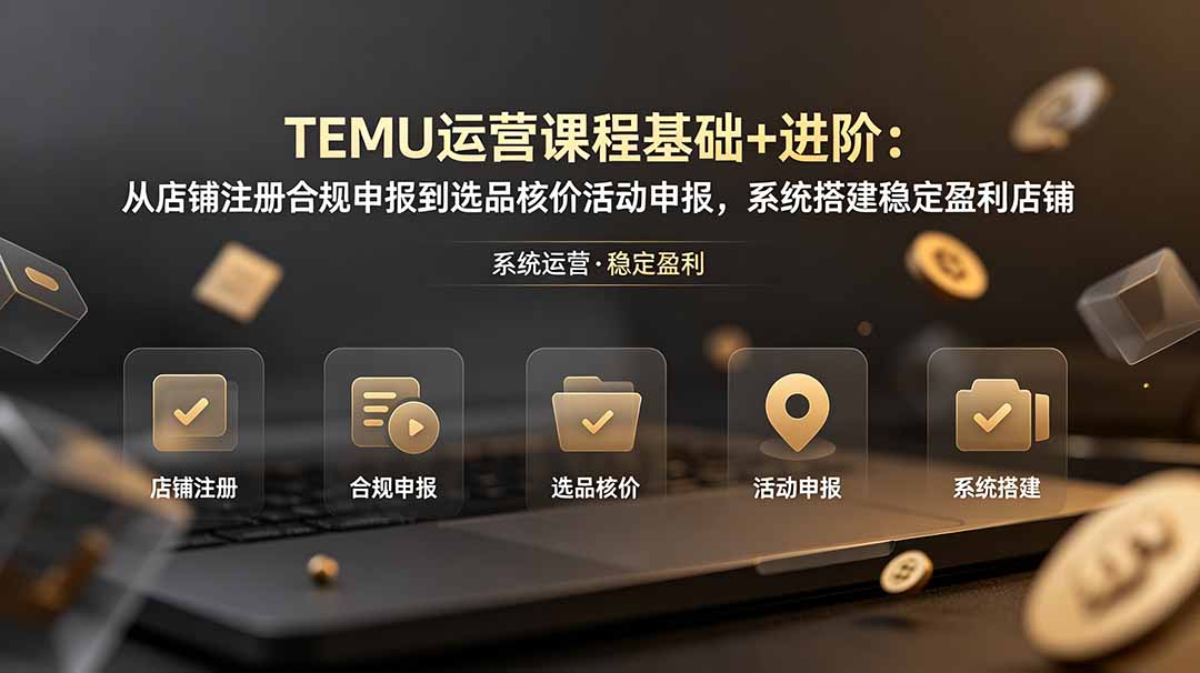 （19081期）TEMU运营课程（基础+进阶）：从店铺注册合规申报到选品核价活动申报，系统搭建稳定盈利店铺-九节课