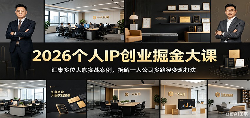 2026个人IP创业掘金大课：汇集多位大咖实战案例，拆解一人公司多路径变现打法-九节课