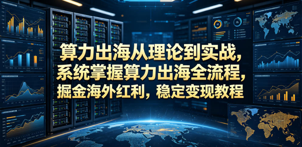 算力出海从理论到实战，系统掌握算力出海全流程，掘金海外红利，稳定变现教程-九节课