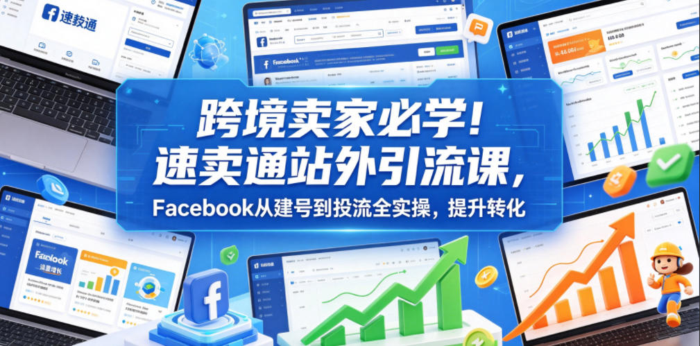 跨境卖家必学！速卖通站外引流课，Facebook从建号到投流全实操，提升转化-九节课