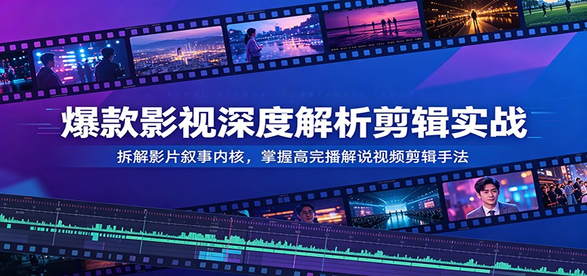 爆款影视深度解析剪辑实战：拆解影片叙事内核，掌握高完播解说视频剪辑手法-九节课