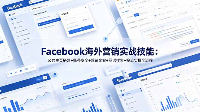 （19083期）Facebook海外营销实战技能：公共主页搭建+账号安全+营销文案+图谱搜索+投流实操全流程-九节课
