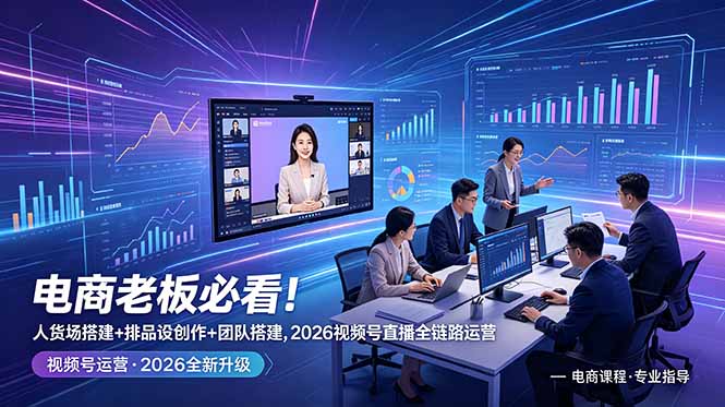 （18845期）电商老板必看！人货场搭建+排品设计+素材创作+团队搭建，2026视频号直播全链路运营-九节课