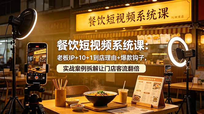 （18712期）餐饮短视频系统课：老板IP+10+1到店理由+爆款钩子，实战案例拆解让门店客流翻倍-九节课