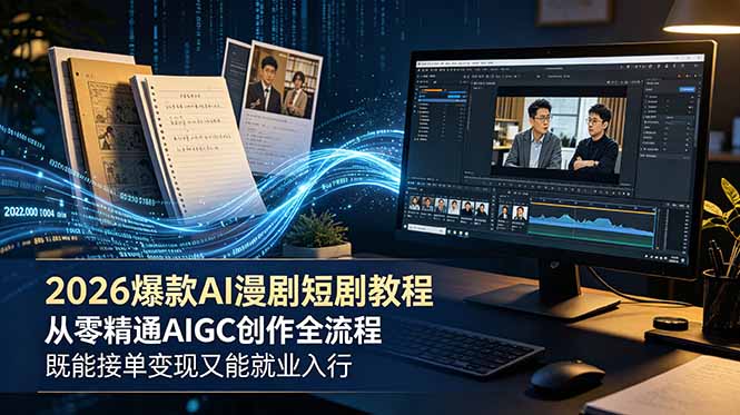 （18980期）2026 爆款 AI 漫剧短剧教程 从零精通 AIGC 创作全流程 既能接单变现又能就业入行-九节课