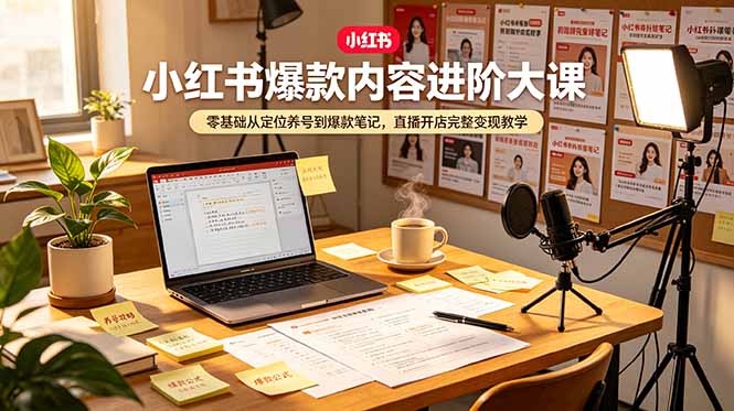 （19118期）小红书爆款内容进阶大课，零基础从定位养号到爆款笔记，直播开店完整变现教学-九节课