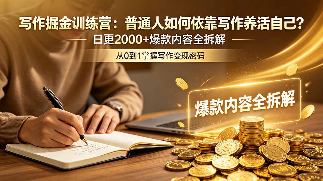 （18901期）写作掘金训练营：普通人如何依靠写作养活自己？日更2000+爆款内容全拆解-九节课
