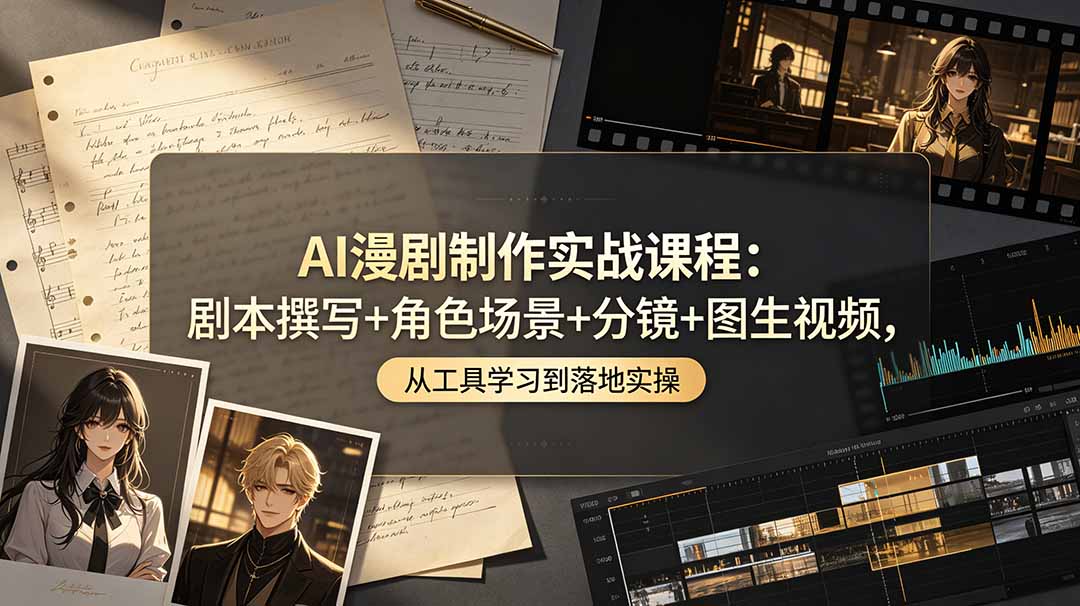 （19020期）AI漫剧制作实战课程：剧本撰写+角色场景+分镜+图生视频，从工具学习到落地实操-九节课