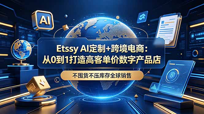 （18974期）Etsy AI定制+跨境电商：从0到1打造高客单价数字产品店，不囤货不压库存全球销售-九节课