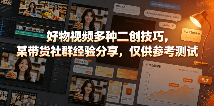 好物视频多种二创技巧，某带货社群经验分享，仅供参考测试-九节课