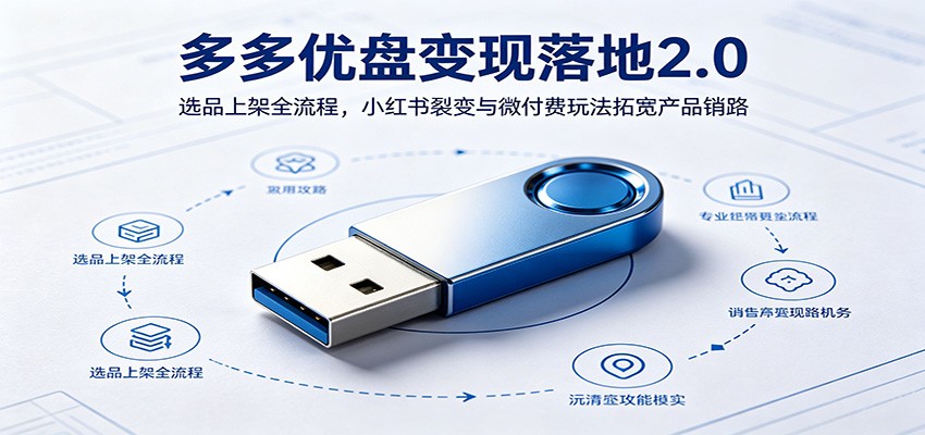 多多优盘变现落地2.0：选品上架全流程，小红书裂变与微付费玩法拓宽产品销路-九节课