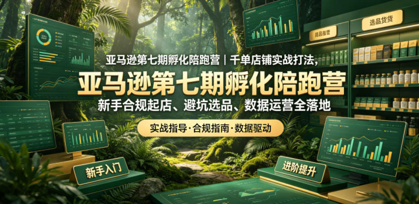 亚马逊第七期孵化陪跑营｜千单店铺实战打法，新手合规起店、避坑选品、数据运营全落地-九节课