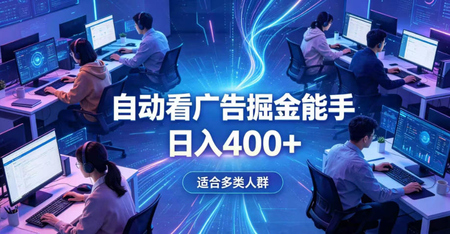 全脚本0基础自动看广告,单日收益400+,别再找高门槛副业,项目简单上手,收益看得见,没有复杂操作,AI全自动,设置一次全天自动跑收益【揭秘】-九节课