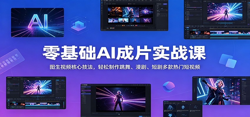 零基础AI成片实战课：图生视频核心技法，轻松制作跳舞、漫剧、短剧多款热门短视频-九节课