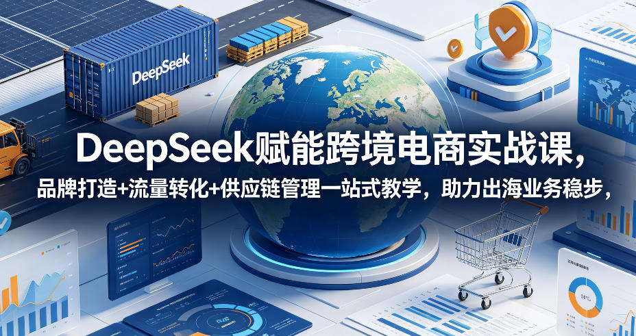 DeepSeek赋能跨境电商实战课，品牌打造+流量转化+供应链管理一站式教学，助力出海业务稳步发展-九节课
