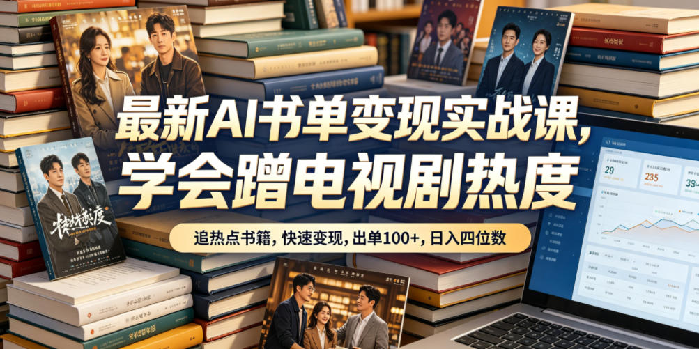最新AI书单变现实战课，学会蹭电视剧热度，追热点书籍，快速变现，出单100+，日入四位数-九节课