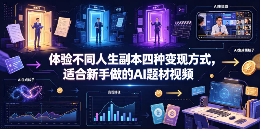 体验不同人生副本四种变现方式，适合新手做的AI题材视频-九节课