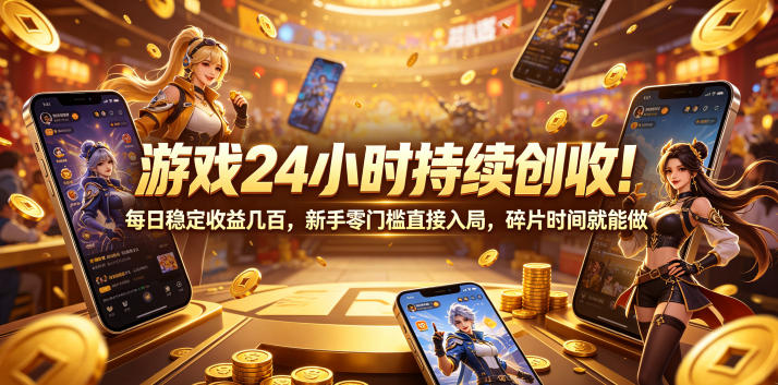 游戏24小时持续创收！每日稳定收益几百，新手零门槛直接入局，碎片时间就能做【揭秘】-九节课