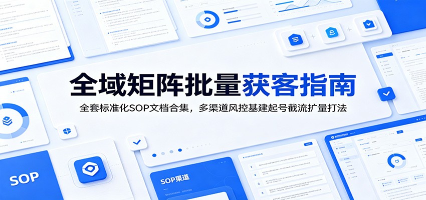 全域矩阵批量获客指南：全套标准化SOP文档合集，多渠道风控基建起号截流扩量打法-九节课
