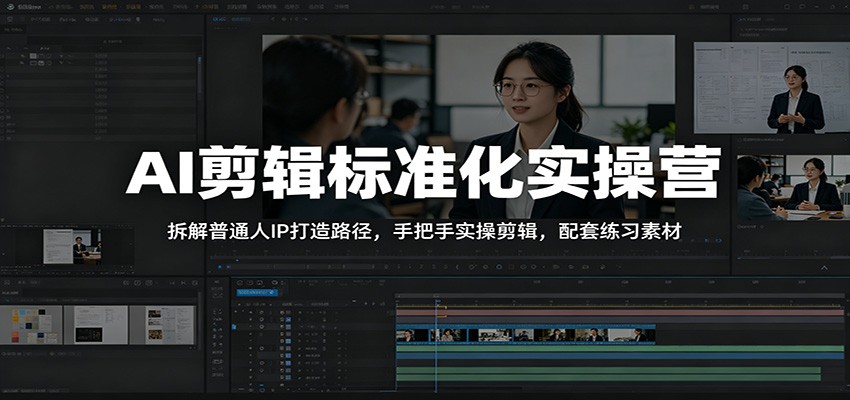 AI剪辑标准化实操营：拆解普通人IP打造路径，手把手实操剪辑，配套练习素材-九节课
