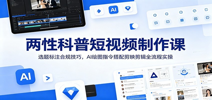两性科普短视频制作课：选题标注合规技巧，AI绘图指令搭配剪映剪辑全流程实操-九节课