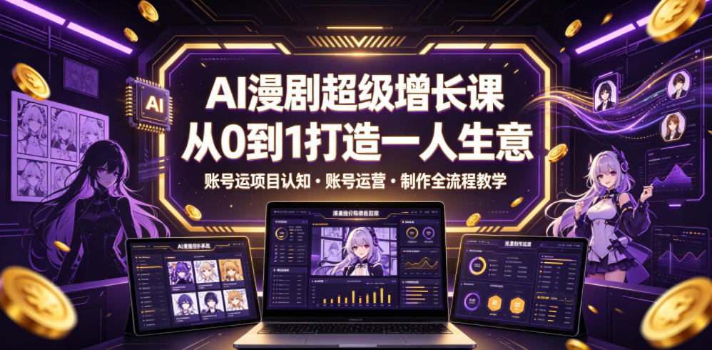 AI漫剧超级增长课，从0到1打造一人生意，项目认知・账号运营・制作全流程教学-九节课