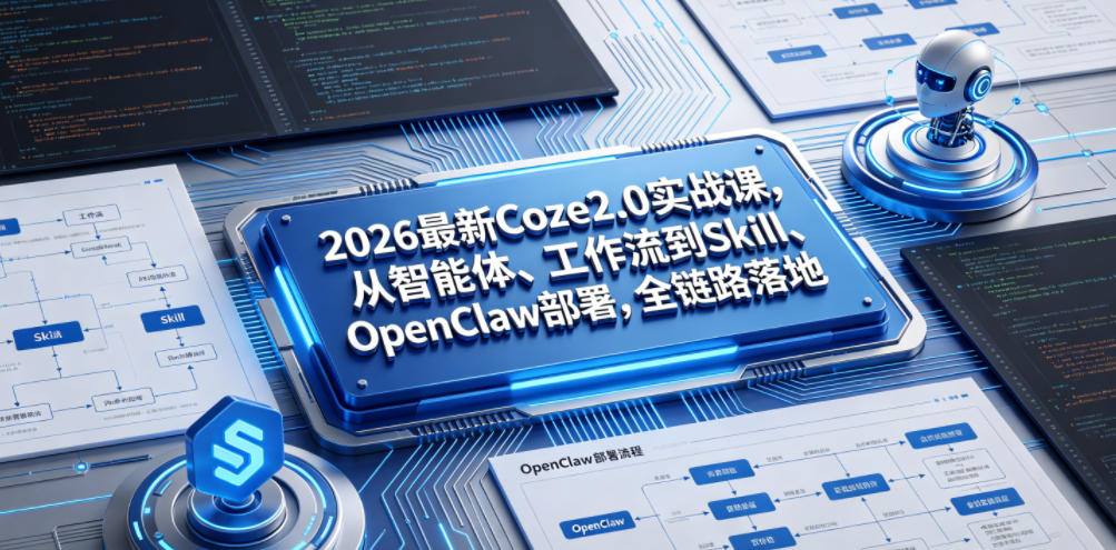2026最新Coze2.0实战课，从智能体、工作流到Skill、OpenClaw部署，全链路落地-九节课