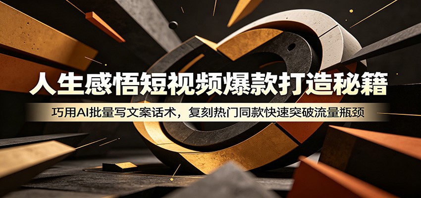 人生感悟短视频爆款打造秘籍：巧用A 批量写文案话术，复刻热门同款快速突破流量瓶颈-九节课