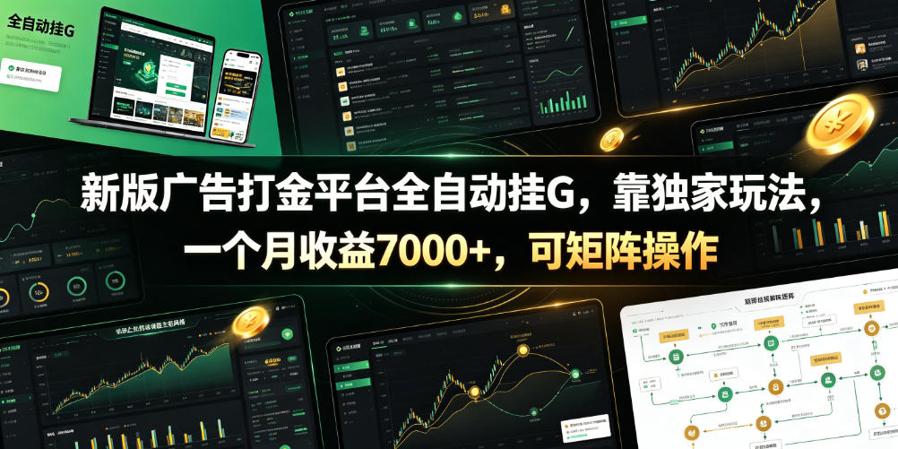 新版广告打金平台全自动挂G,靠独家玩法,一个月收益7000+,可矩阵操作【附全套脚本】【揭秘】-九节课