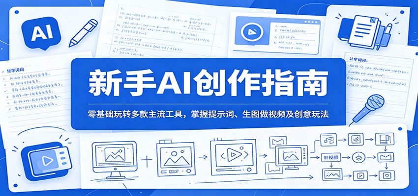 新手AI创作指南：零基础玩转多款主流工具，掌握提示词、生图做视频及创意玩法-九节课