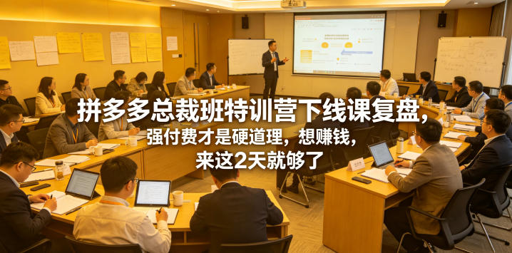拼多多总裁班特训营下线课复盘，强付费才是硬道理，想賺钱，来这2天就够了-九节课