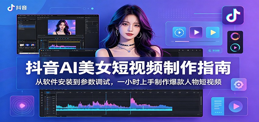 抖音AI美女短视频制作指南：从软件安装到参数调试，一小时上手制作爆款人物短视频-九节课