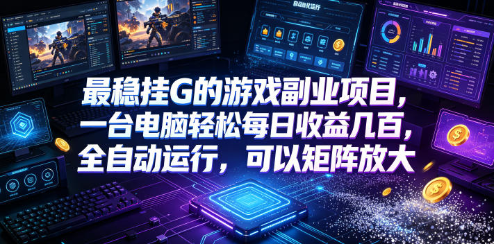 最稳挂G的游戏副业项目，一台电脑轻松每日收益几百，全自动运行，可以矩阵放大【揭秘】-九节课