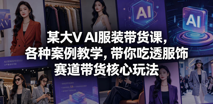 某大V AI服装带货课，各种案例教学，带你吃透服饰赛道带货核心玩法-九节课