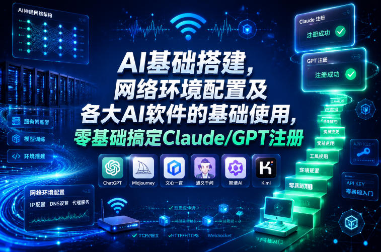AI基础搭建，网络环境配置及各大AI软件的基础使用，零基础搞定Claude/GPT注册-九节课