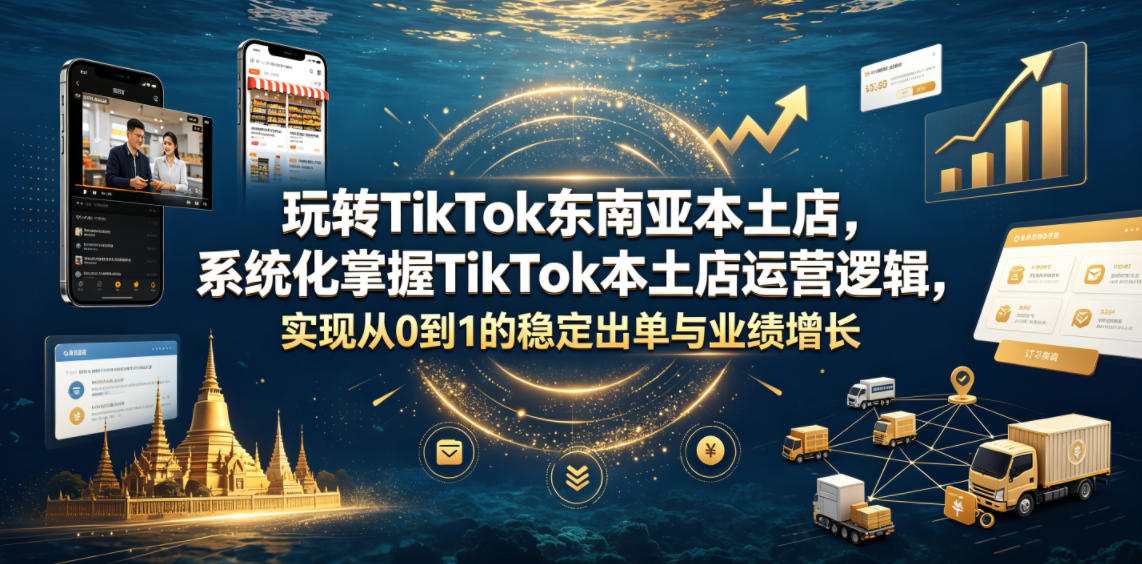 玩转TikTok东南亚本土店，系统化掌握TikTok本土店运营逻辑，实现从0到1的稳定出单与业绩增长-九节课