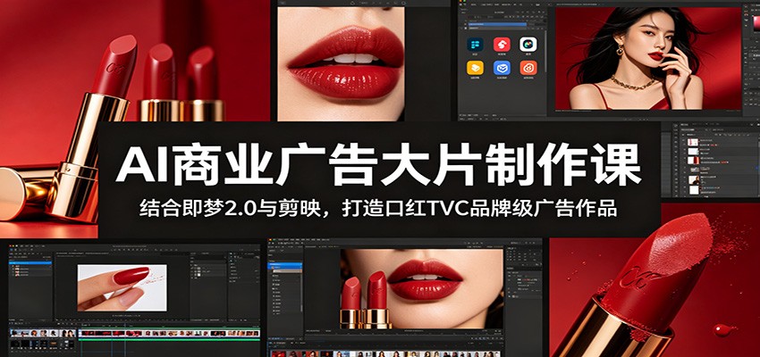 AI商业广告大片制作课：结合即梦2.0与剪映，打造口红TVC品牌级广告作品-九节课