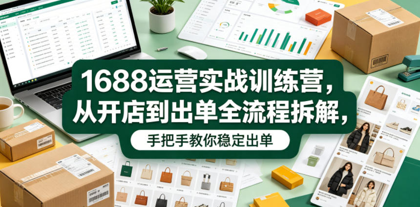 1688运营实战训练营，从开店到出单全流程拆解，手把手教你稳定出单-九节课