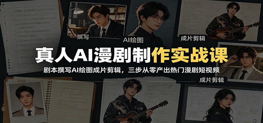真人AI漫剧制作实战课：剧本撰写AI绘图成片剪辑，三步从零产出热门漫剧短视频-九节课